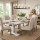 Kai 95 Inch Reclaimed Pine Wood Dining Table, Double Turned Pedestal, White