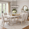 Kai 95 Inch Reclaimed Pine Wood Dining Table, Double Turned Pedestal, White
