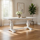 Kai 95 Inch Reclaimed Pine Wood Dining Table, Double Turned Pedestal, White