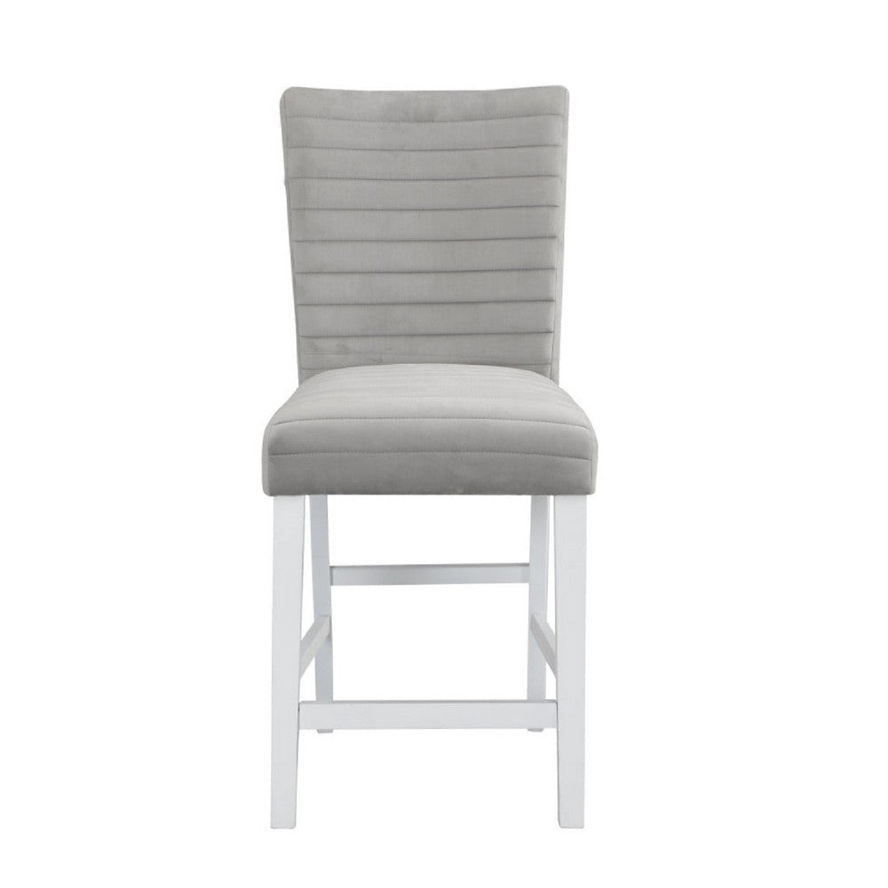 Zav 19 Inch Upholstered Counter Chair Channel Stitching Set of 2 Gray BM275652