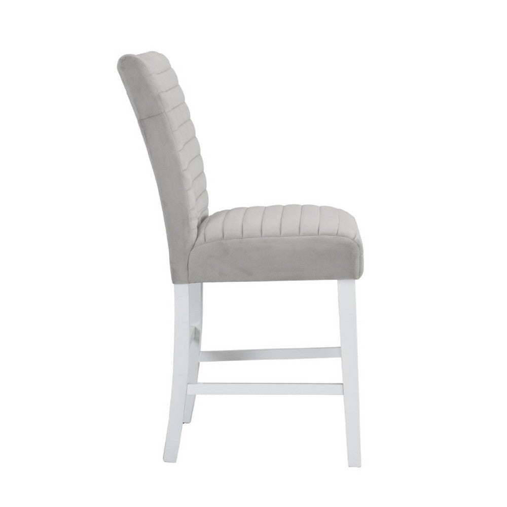 Zav 19 Inch Upholstered Counter Chair Channel Stitching Set of 2 Gray BM275652