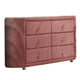 Sin 62 Inch Modern Side Dresser, 6 Drawers, Round Metal Knobs, Velvet, Pink