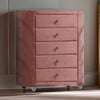 Sin 45 Inch Tall Dresser Chest, 5 Drawers, Round Metal Knobs, Velvet, Pink