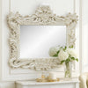 Rox 62 Inch Classic Ornate Carved Mirror, Crowned Top Frame, Wood, White