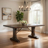 Ral 78 Inch Dining Table, Nailhead Trim, Double Pedestals, Brown