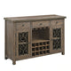 Ral 56 Inch Wood Sideboard Wine Bar Cabinet, Metal Scroll, Rustic Brown