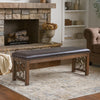 Ral Bench | 56" | Padded | Metal Scroll | Nailhead Trim | Brown