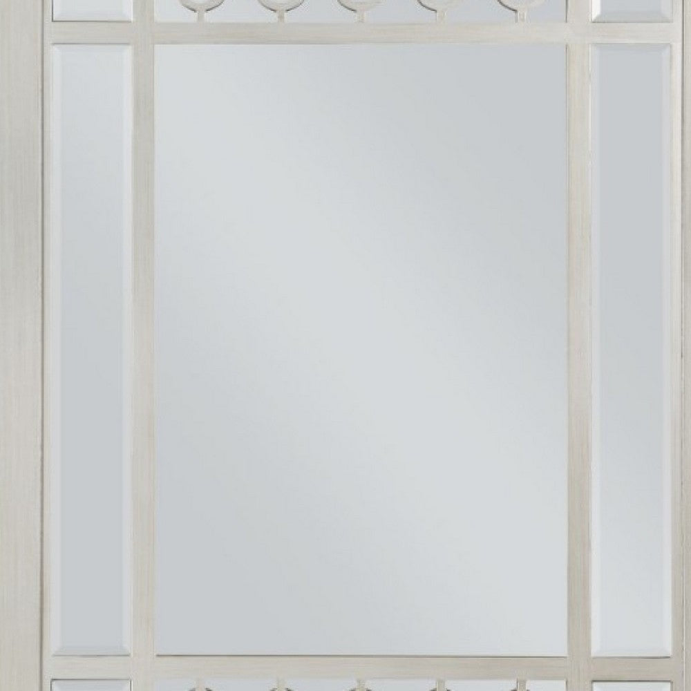 Nic 40 Inch Accent Mirror Beveled Wood Frame Portrait Silver BM275685