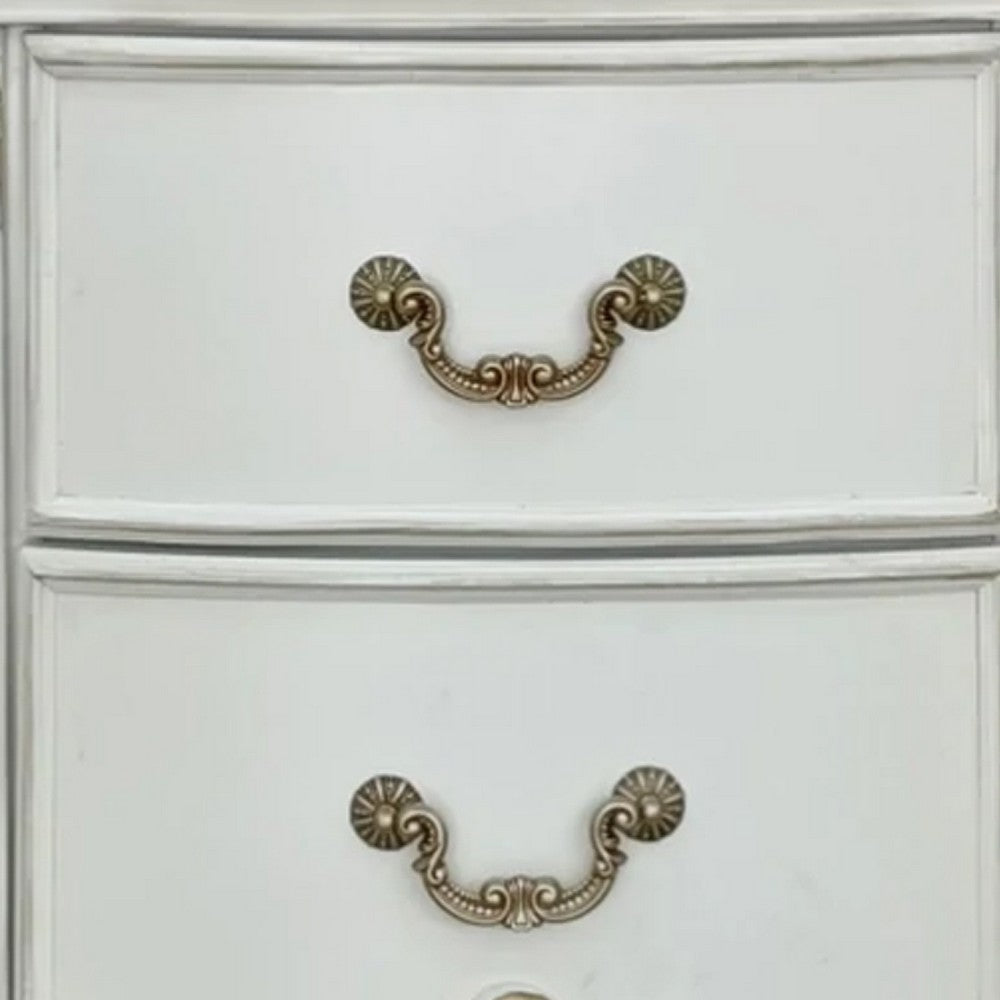 Jess 32 Inch Classic Nightstand 2 Drawers Molded Trim Wood White BM275700