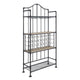 Ada 73 Inch Wine Bar Metal Rack With Shelves, Stemware, Oak Brown