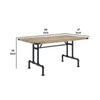 Ada 64 Inch Solid Wood Dining Table, Metal Frame, Rectangular, Brown