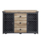 Ada 50 Inch Wood Sideboard Buffet Cabinet 3 Drawer Mesh Doors Nailhead Oak BM275723