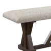 60 Inch Bench Padded Cushion X Shaped Trestle Base Gray Oak Brown BM275727