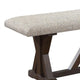 60 Inch Bench Padded Cushion X Shaped Trestle Base Gray Oak Brown BM275727
