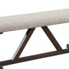 60 Inch Bench Padded Cushion X Shaped Trestle Base Gray Oak Brown BM275727