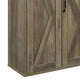 39 Inch Wood Sideboard Buffet Cabinet 3 Barn Style Doors Rustic Oak BM275730