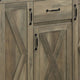 39 Inch Wood Sideboard Buffet Cabinet 3 Barn Style Doors Rustic Oak BM275730