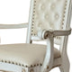 27 Inch Classic Vegan Leather Armchair Button Tufted Carved White BM275731
