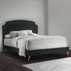 Lily Platform King Upholstered Bed, Padded Headboard, Black, Gold By Casagear Home