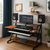 Gia Music Desk | 67" | Wood Studio Station | Keyboard Tray | Walnut