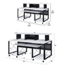 72 Inch Music Desk Workstation, Crossed Metal Panels, Keyboard Tray, White