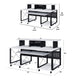 72 Inch Music Desk Workstation, Crossed Metal Panels, Keyboard Tray, White
