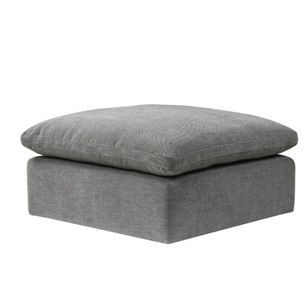 Shar 37 Inch Square Ottoman, Removable Pillow Top Cushion, Gray