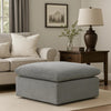 Shar 37 Inch Square Ottoman, Removable Pillow Top Cushion, Gray