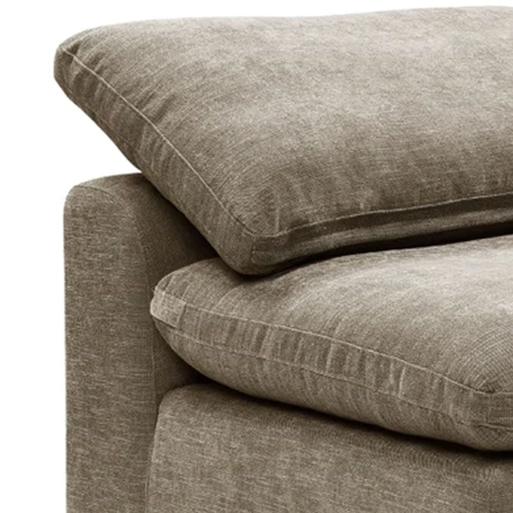 Scott 45 Inch Modular Armless Chair with Loose Pillow Back Fabric Beige BM276221