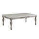 Sto 59 Inch Classic Coffee Table, Floral Trim, Turned Legs, Wood, Silver