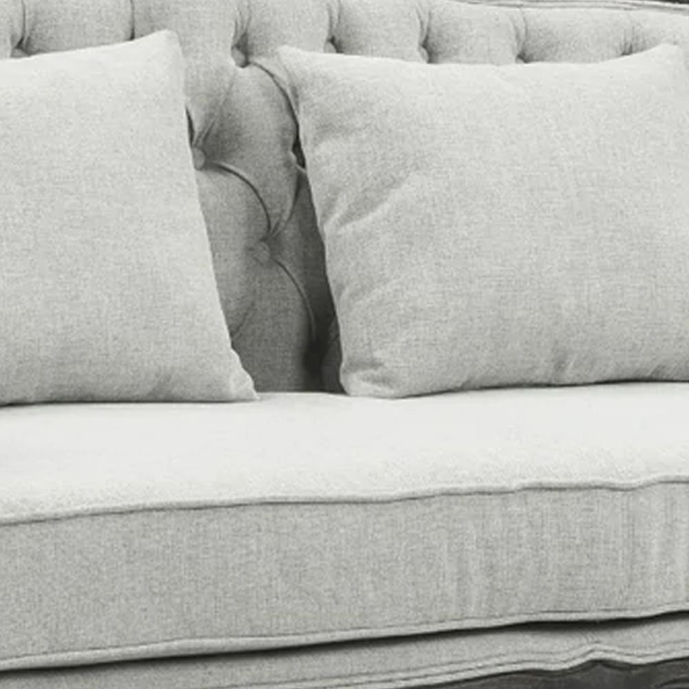 Cam 64 Inch Classic Loveseat Button Tufted Fabric Cabriole Gray Brown BM276240