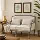 Warn 56 Inch Classic Sofa, Nailhead Trim, Box Cushion, Fabric, Cream, Brown