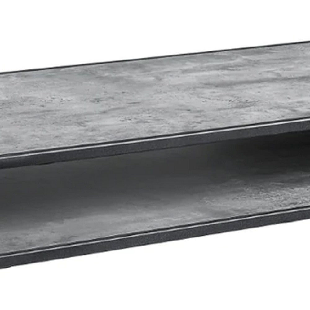 Ish 42 Inch Modern Coffee Table with Curved Edge Design Wood Gray Black BM276253