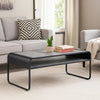 Ish 42 Inch Modern Coffee Table with Curved Edge Design, Wood, Gray, Black