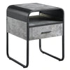 Ish 22 Inch Modern Wood End Table, 1 Drawer, Metal Handles, Gray , Black
