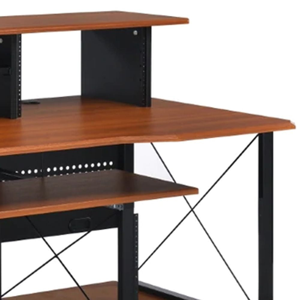 Mill 72 Inch Metal Office and Writing Desk Storage Keyboard Tray Brown BM276266