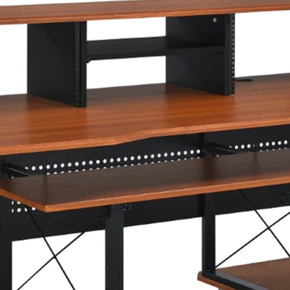 Mill 72 Inch Metal Office and Writing Desk Storage Keyboard Tray Brown BM276266