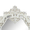 Kin 59 Inch Wood Mirror Scrolled Ornate Carvings Silver Trim White BM276278