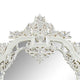Kin 59 Inch Wood Mirror Scrolled Ornate Carvings Silver Trim White BM276278