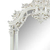 Kin 59 Inch Wood Mirror Scrolled Ornate Carvings Silver Trim White BM276278