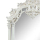 Kin 59 Inch Wood Mirror Scrolled Ornate Carvings Silver Trim White BM276278