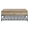 Ley 47 Inch Coffee Table 2 Drawers Industrial Design Slatted Shelf Oak BM276287