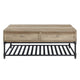 Ley 47 Inch Coffee Table 2 Drawers Industrial Design Slatted Shelf Oak BM276287