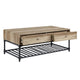Ley 47 Inch Coffee Table 2 Drawers Industrial Design Slatted Shelf Oak BM276287