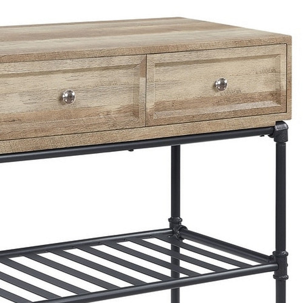 Ley 47 Inch Wood Sideboard Console Sofa Table 3 Drawers Industrial Oak BM276289