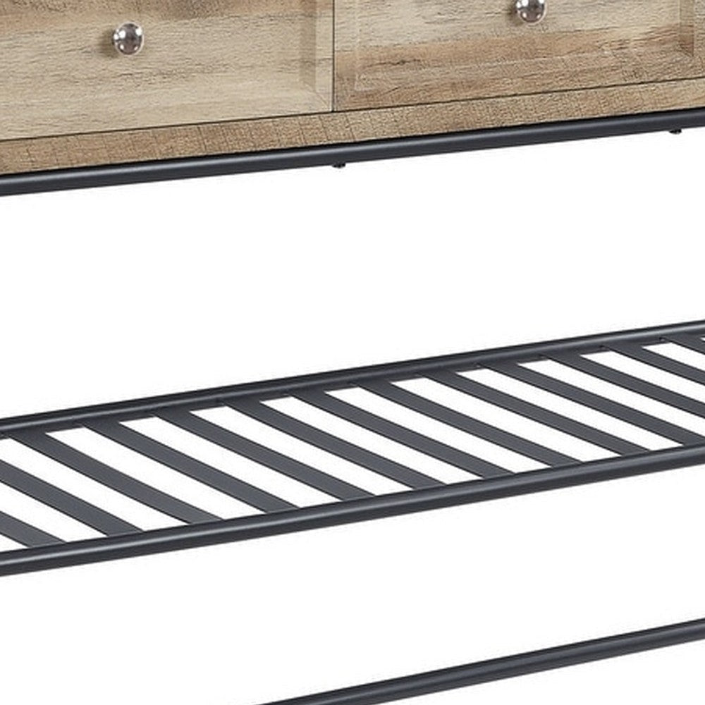 Ley 47 Inch Wood Sideboard Console Sofa Table 3 Drawers Industrial Oak BM276289