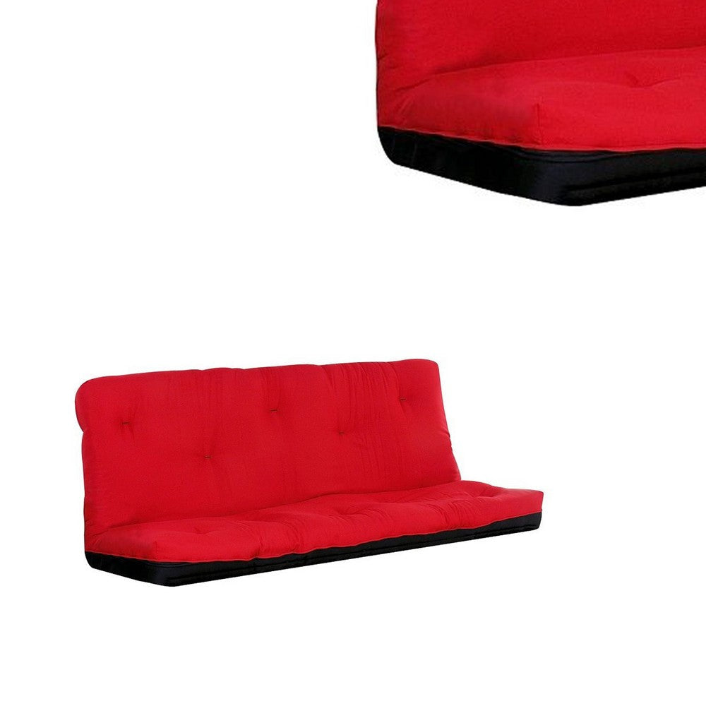 Nab Full Size Futon Mattress Tufted Poplin Fabric Red Black By Casagear Home BM276297
