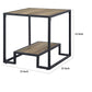 Lea 22 Inch Wood End Table Grain Details Metal Frame Rustic Oak By Casagear Home BM276307