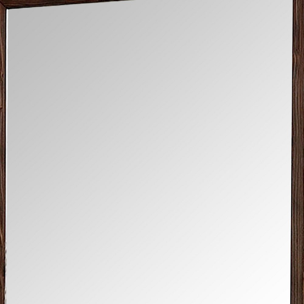 36 Inch Wall Mirror Molded Trim Grain Details Oak Brown BM276346