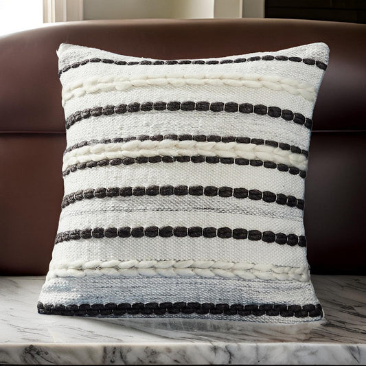 Throw Pillow Cover | 18" | Beaded Lines | Gray